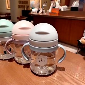 【COD】250ml Baby Water Drinking Cup with Straw&Handle Plastic BPA Free Leakproof Training Cup  with Straw Gravity Ball Feeding Nursing Water Juice Bottle Sippy Cup