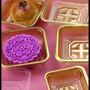 100pcs Tray Mooncake Warna Emas Kotak Kemasan Makanan Kue Bulan