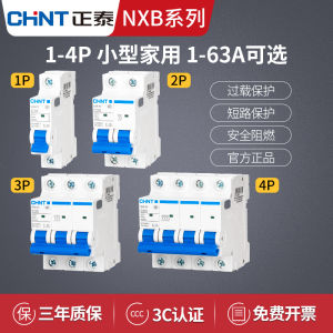 Chint Air Switch 63A Air Switch Household 2P Small Circuit Breaker Protector 1P Three-Phase 3 Electric Brake Single P Dz47