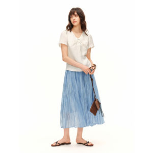 DUSHU | Custom Fit Gentle Binding Divided Top V-Neck Stylish Slimming Short Sleeve Shirt