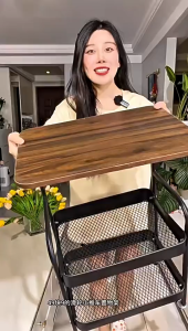 THEOMNIDESK Carbon Steel Multifunction Narrow Storage Rack Movable Bedside Table Sofa Side Table Dormitory Snack Storage Basket Trolley