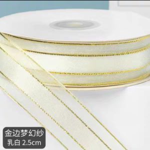 Reben Satin Cream Gold Raben 深红色 Doorgift Bag Champagne 红色花 Bunga Green Lining Ribbon Organza Hiasan Dulang Hantaran With Roll 45M 2.5CM Riben Gift Flower Bouquet Happy Birthday Hadiah Cake Wrapping 彩带 Wedding 50 Yard Just For You Pembalut 礼物装饰带 Glitter
