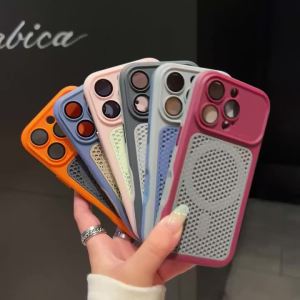 Honeycomb Mesh Heat Dissipation Shockproof Case For iPhone 17 16 15 14 Plus 13 12 Pro Max For MagSafe Wireless Charging Cover