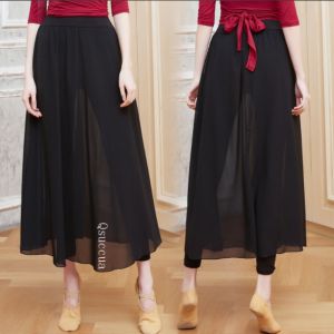 Spring Modern Dance Pants Practice Clothes Fake Two piece Chiffon Modal Dance Fitness Yoga Pants Female