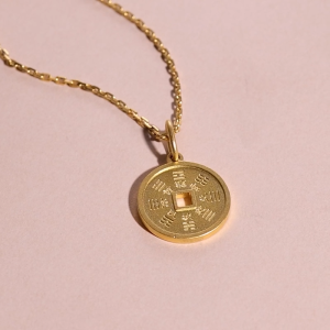 Chow Sang Sang 周生生 999 Gold Chinese Gifting Collection Taoist Coin Pendant for Women 94651P Price-by-Weight 3.36g Gold [Necklace not Included]