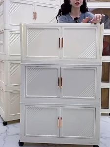 kidscompany Foldable Storage Cabinet for Clothes Plastic Storage Cabinet Transparent Storage Cabinet With Wheels