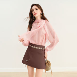 BADINA | Elegant French Style Silk Chiffon Shirt