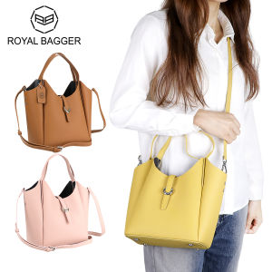 Royal Bagger Top-Handle Handbags for Women Genuine Leather Satchel Purses Fashionable Bucket Shoulder Crossbody Bag 1872