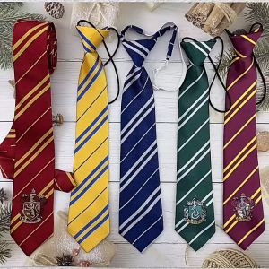 Badge Stripe Tie / JK No-Knot Tie / Harris Wizarding Academy Style Tie / Cosplay Tie Prop / Academy Costume Accessories