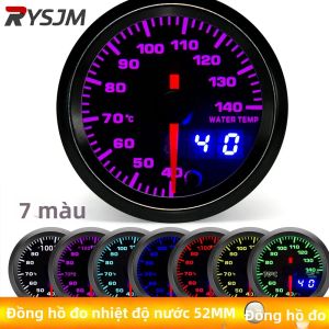 RYSJM | Cảm Biến Nhiệt Độ Nước Màn Hình Kép 52mm Với Động Cơ Bước Tốc Độ Cao Đèn LED 7 Màu Đồng Hồ Đo Nhiệt Độ Xe Đua Tự Động 40-140 Độ C Dành Cho Xe Ô Tô