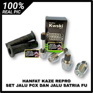 HAND GRIP HANFAT KAZE KARET STANG STIR KAWASAKI KAZE MEREK KWSKI SET JALU PCX DAN JALU SATRIA FU MODEL ORI SET KANAN KIRI UNIVERSAL