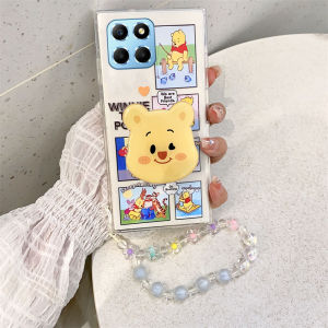 Ins Casing Honor X8C X9C Smart HonorX9C Smart X8C 5G New Trend Creative Fashion Pooh Bear Spongebob Anti-fall Shockproof Phone Case with Bracket and Bracelet 2025