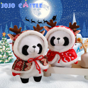 JOJO CASTLE 2025Christmas 25cm Kawaii Panda Plush Toys Cute Christmas Panda with Scarf Plushie Doll Stuffed Animal Toy for Kids Best Gift Christmas Gift for Children Girls Kids Decoration
