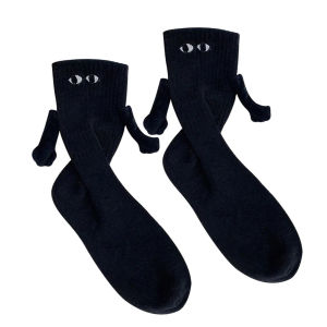 Magnetic Socks with Hands Eyes Funny Creative Cartoon Couple Socks Magnetic Mid-Tube Socks for Women Men Lovers Family Friends