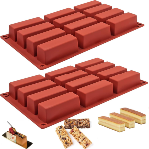 Rectangular Silicone Candy Mold Used for Baking Energy Bar Chocolate Bar Mold Protein Bar Corn Pudding 12-cavity Butter Mold