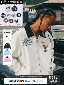 Medm Angel Pigeon Detroit Embroidered Jacket Mens American Style Cotton Long Sleeve Outerwear for Autumn Season