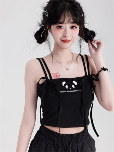 Chic Sweet-and-Spicy Short Strap Vest Womens Summer BM Tight Cute Design Unique Outerwear Sleeveless Top Commute Style