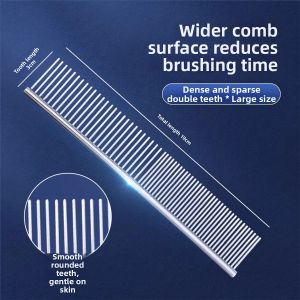 7o | Cat Grooming Comb Pet Detangling Steel Comb Long Hair Cat Brush Straight Row Comb