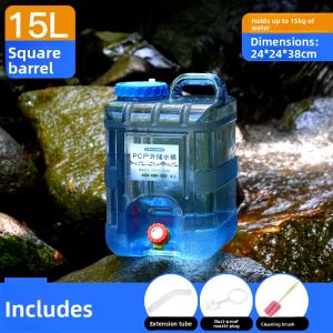 Large Capacity Outdoor Water Bucket with Tap for Vehicle Use And Home Storage Drinking Pure Water Tank Portable Handheld PC Material