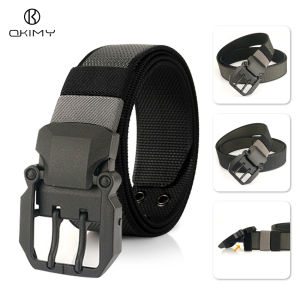 OKIMY Men Belt Outdoor Tactical Belt Double-Sided Use Adjustable Belt Rotating Buckle Nylon Waistband Two-Color Belt Youth Sports Canvas Pant Belt Simple Nice Waistband Nylon
