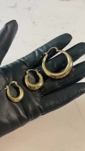New Style 2024 Wholesale Smooth Exquisite Big Circle Hoop Earrings for Women Girl Wedding Party Large Stainless Steel Jewelry