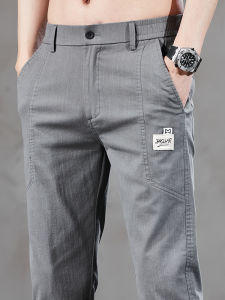 Slim Korean Casual Pants for Men Spring Summer Thin Stretch Comfortable Cotton Business Trousers Solid Brand Mens Clothing