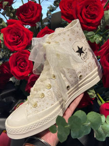 Wild Elephant Ribbon Shoelace Suitable for Converse High-Low Top Pink White Organza Chiffon Mesh Transparent Ultra-Thin Silk Ribbon