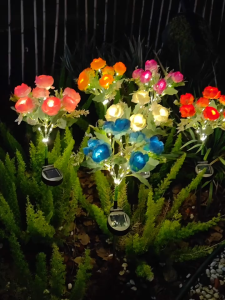 7 Heads Solar Peony Flower Light Outdoor Waterproof Garden Lights for Cemetery Graveyard Yard Christmas Decoration