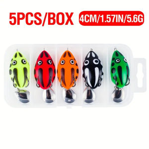 5pcs/Box Topwater Fishing Lures Set Mini Soft Frog Swimbait With Spinner Spoon And Weedless Hooks For Bass Trout Pike Snakehead