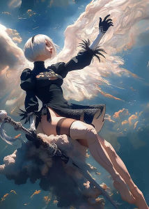 Bandai | Oil Painting by Number Kit NieR Automata 2B for Adults Canvas Japanese Anime Wall Art Home Decor Gift