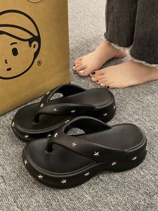 รองเท้าแตะส้นหนาสำหรับผู้หญิงในช่วงฤดูร้อน รองเท้าแตะชายหาด กันลื่น กันกลิ่น ส้นสูง รองเท้าแตะแบบสวมสบาย สไตล์ Y2K