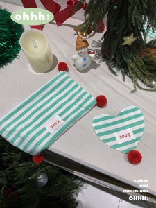 Red Heart Stripe Ins Heat Resistant Mat Cute Matching Kitchen Dining Cloth Cotton Korean Style Home Textile Table Mat