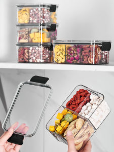 Square Four-Compartment Health Flower Tea Storage Tank Moisture-Proof Traditional Chinese Medicine Food Grade Cereals Multi-Grid Sealed Box