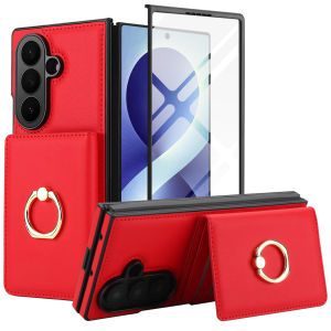 szhaiyu | Luxury Leather Wallet Phone Case For Samsung Galaxy Z Fold 4 5 6 7 8 Ultra Screen Protector Ring Holder Kickstand Cover