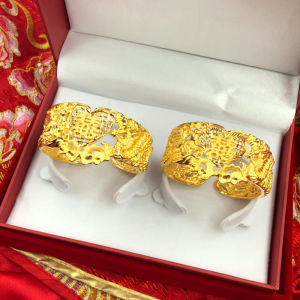 Gold Plated Dragon And Phoenix Bracelet Adjustable Wedding Set Chinese Ethnic Style Womens Fashion Jewelry Accessory