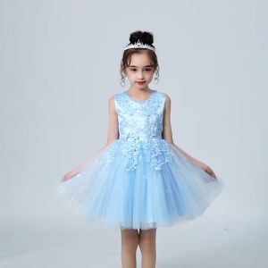 Red White Blue Champagne Ball Gown Lace beads Baby Girls Dress Opening Ceremony Clothing Tutu Party Elegant Wear Girls Princess Dress Kids Dress 3 4 5 6 7 8 9 10 11 12 Years Old
