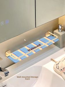 Acrylic Bathroom Wall Mounted Storage Rack No Drilling Required Toilet Wash Cup Milk Cream Organizer Shelf Lazy Student Study