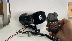 Speakers Loud 7-Sound Police Siren Air Horn Megaphone Tone Mic PA System Emergency Amplifier Hooter Car Warning Alarm Car