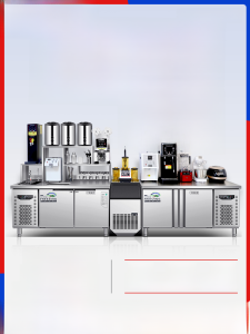 Milk Tea Shop Equipment Full Set Water Bar Beverage Shop Refrigeration Workbench Stainless Steel Commercial Slotted Refrigerated Console