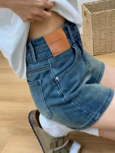 Blue High Waist Denim Shorts Women Summer 2025 New Small Size Slimming Retro Outdoor Wear Hot Pants Casual Straight Leg Jeans