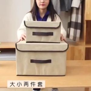 LOVE&HOME 2in1 Plain Color Foldable Storage Box Organizer With Cover