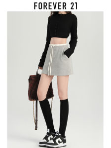 Gray Casual High Waist Womens Mini Skirt Anti-Light A-Line Short Skirt Forever 21 Commute Korean Style Cotton Blend Skirt