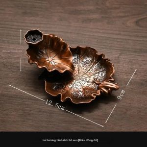 Đài Hương Trầm Hình Ếch Trên Ao Sen Chất Liệu Hợp Kim Kim Loại Phong Cách Cổ Điển Dùng Trong Lễ Trà Đạo Đế Trầm Hương Vật Trang Trí Gia Dụng.