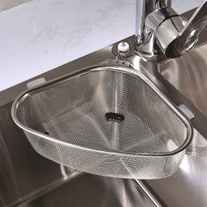 Stainless Steel Kitchen Sink Strainer Triangle Basket Vegetable Washing Water Drainage Leftovers Filtering Net Sink Accessories
