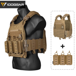 IDOGEAR LSR Tactical Vest with 556 9mm Triple Magazine Pouch Quick Release Buckle Wargame Gear 3318&3570