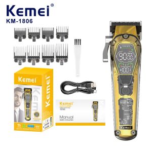 Kemei KM-1806 transparent body professional hair clipper three-speed adjustable speed rechargeable mens hair clipper