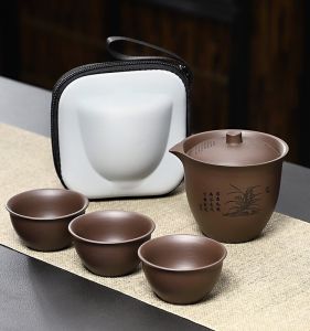 ชุดชาฮกเกี้ยนแบบพกพาสำหรับการเดินทางและกลางแจ้ง ชุดชาฮกเกี้ยนสไตล์จีนเรียบง่ายสำหรับใช้ในบ้าน