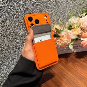 CHUQIAN | Orange Full Protection Female Card-holding Phone Case 17proMax