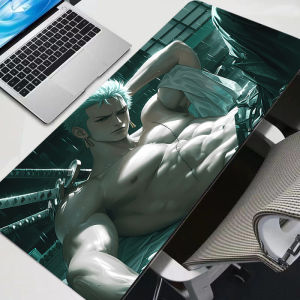 Bandai | Gaming Mousepad Big One Piece Roronoa Zoro Computer Gamer Mouse Pad Natural Rubber With Locking Edge Gaming Mouse Mat XXL