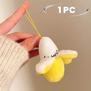 Banana Key Chain Pendant Plush Stuffed Kawaii Cute Home Decor Birthday Gift Plushie Tuffed Soft Backpack Bag Phone Pendant